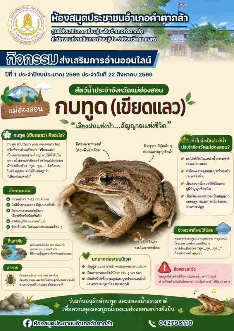 กบทูด (เขียดแลว) สัตว์น้ำประจำจังหวัดแม่ฮ่องสอน