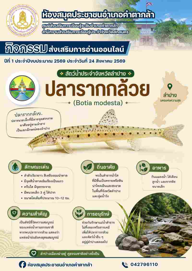 ปลารากกล้วย สัตว์น้ำประจำจังหวัดลำปาง