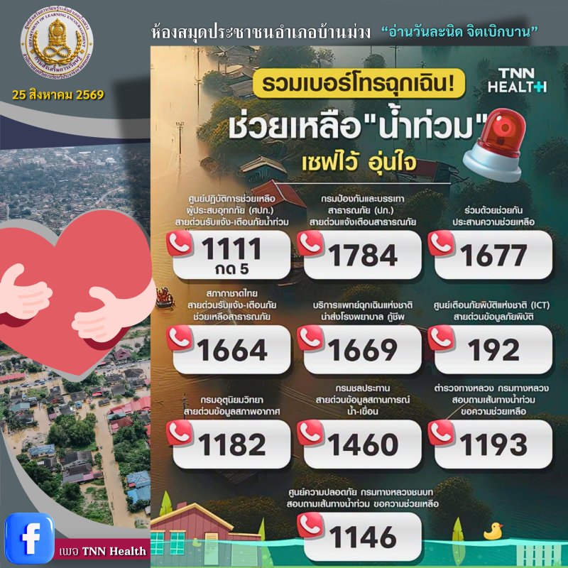 รวมเบอร์โทรฉุกเฉิน! ช่วยเหลือ“น้ำท่วม” เซฟไว้ อุ่นใจ