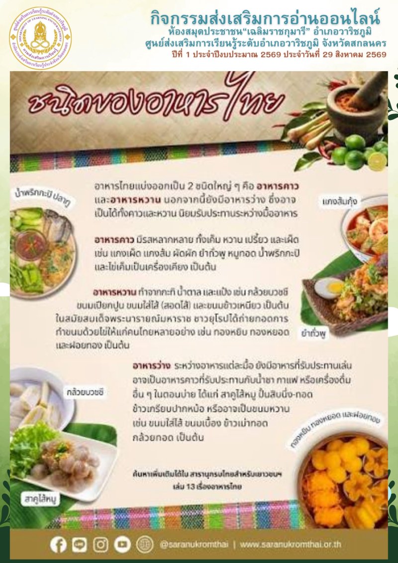ชนิดของอาหารไทย