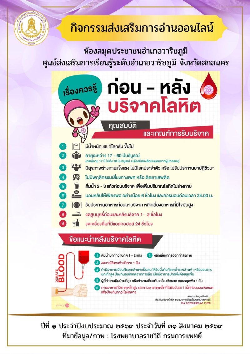ควรรู้ ก่อน-หลัง บริจาคโลหิต
