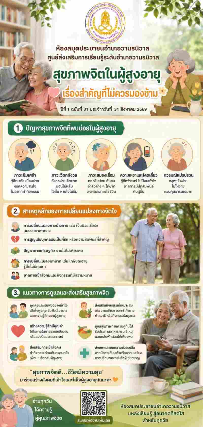 สุขภาพจิตในผู้สูงอายุ  เรื่องสำคัญที่ไม่ควรมองข้าม