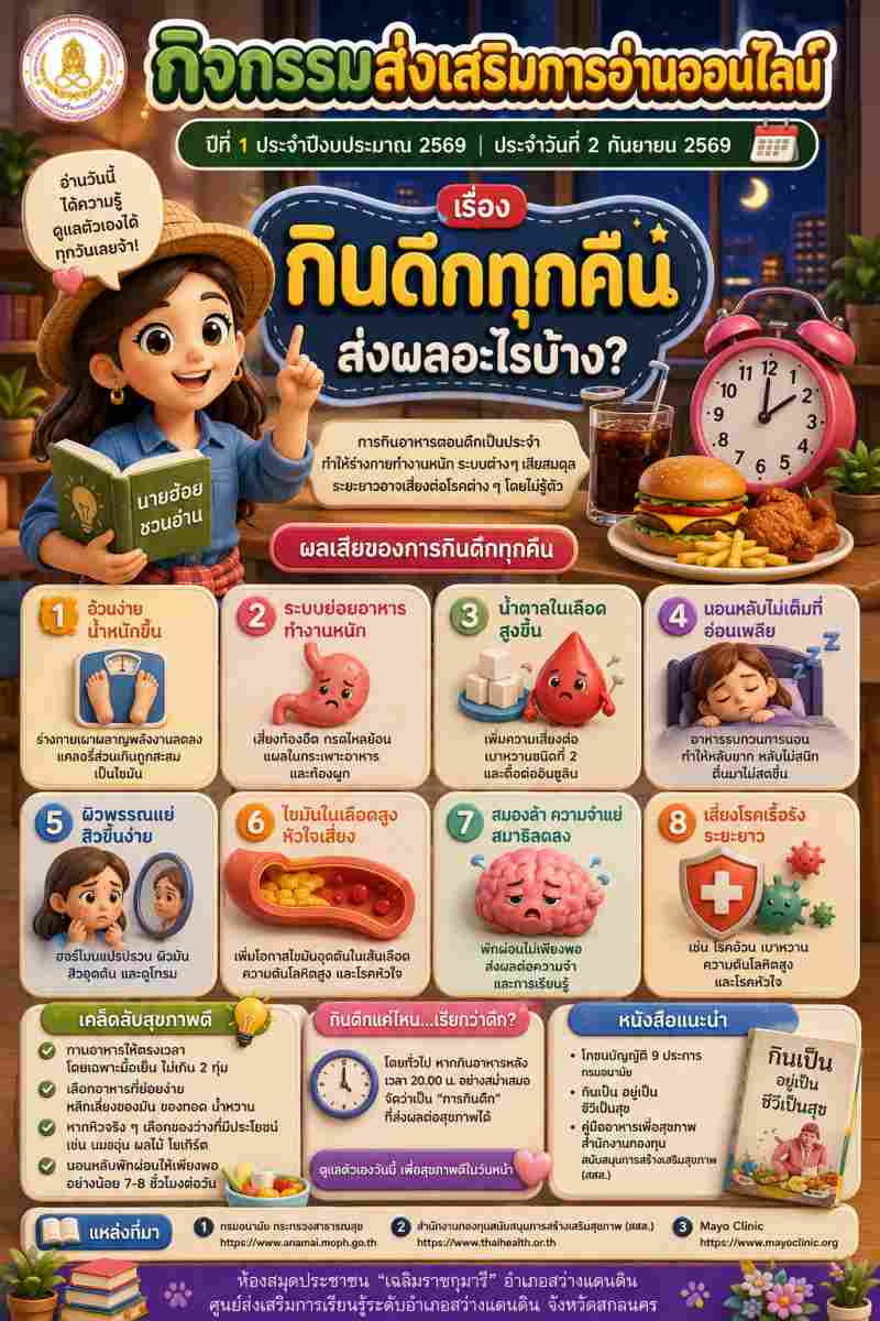 กินดึกทุกคืนส่งผลอะไรบ้าง?