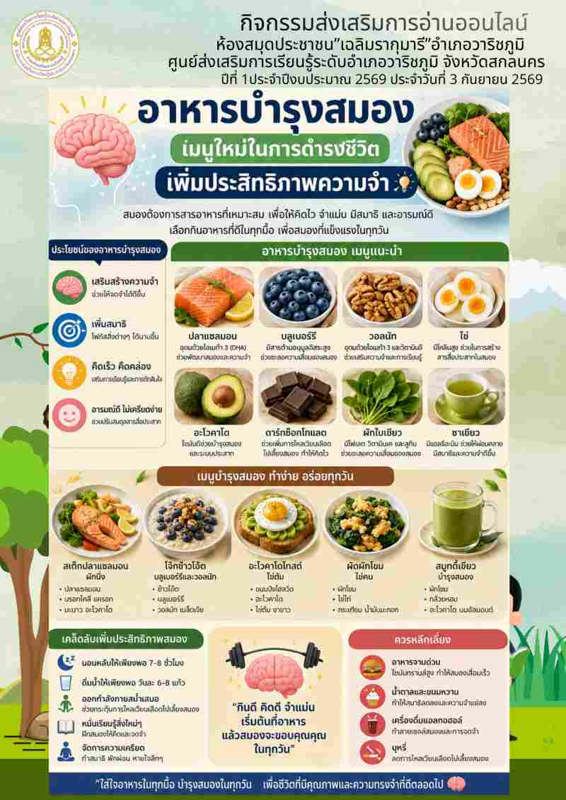 อาหารบำรุงสมองเมนูใหม่ในการดำรงชีวิตเพื่อประสิทธิภาพความจำ