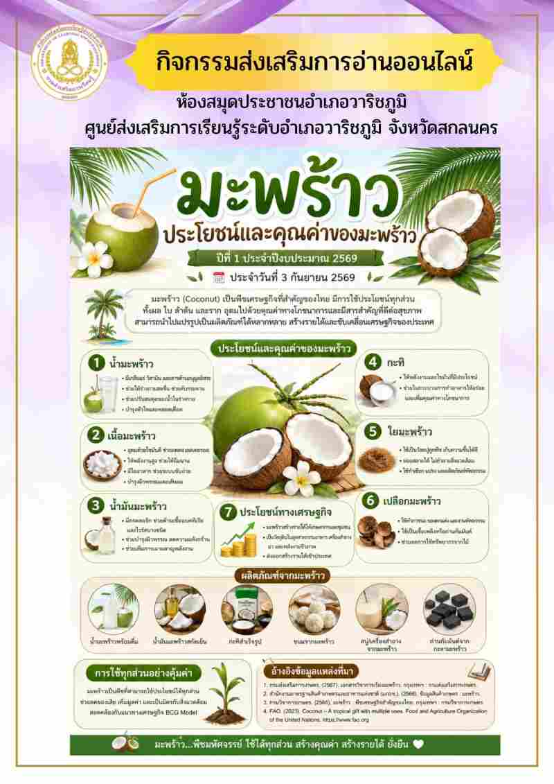 มะพร้าว ประโยชน์และคุณค่าของมะพร้าว