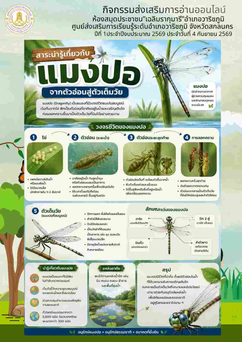 สาระน่ารู้เกี่ยวกับแมงปอ จากตัวอ่อนสู่ตัวเต็มวัย