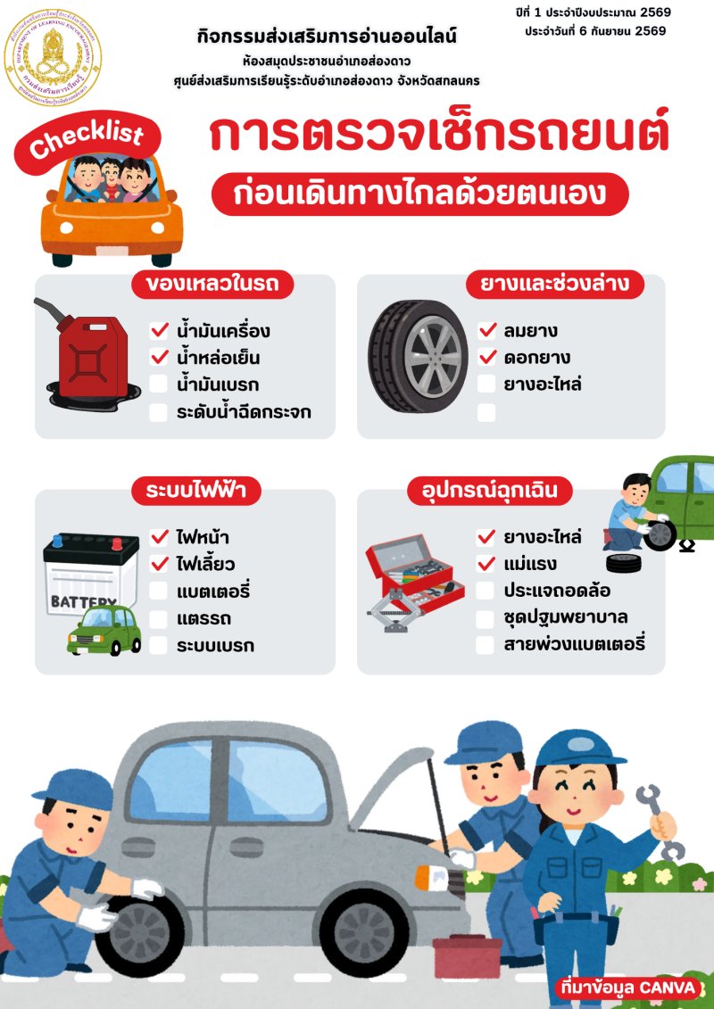 การตรวจเช็กรถยนต์ก่อนเดินทางไกลด้วยตนเอง