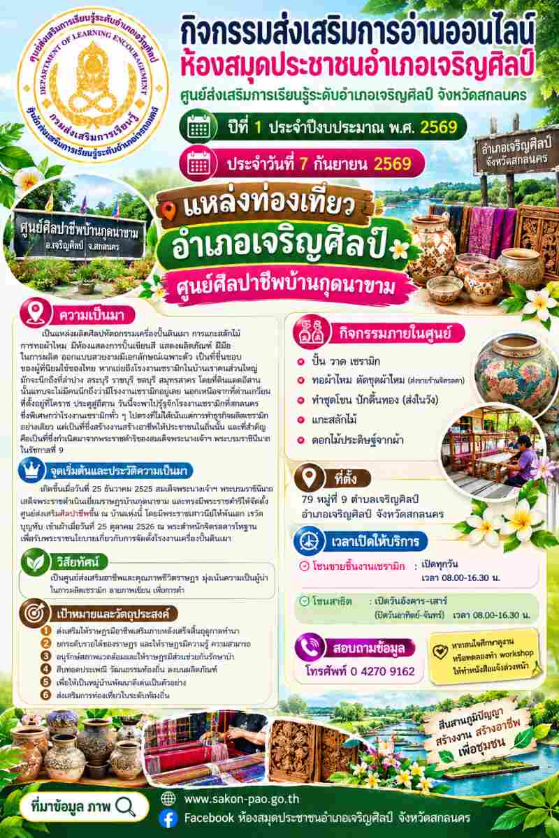  🏺 สืบสานภูมิปัญญา สร้างงาน สร้างอาชีพ! ปักหมุดท่องเที่ยว "ศูนย์ศิลปชีพบ้านกุดนาขาม" อำเภอเจริญศิลป์ 🧺✨