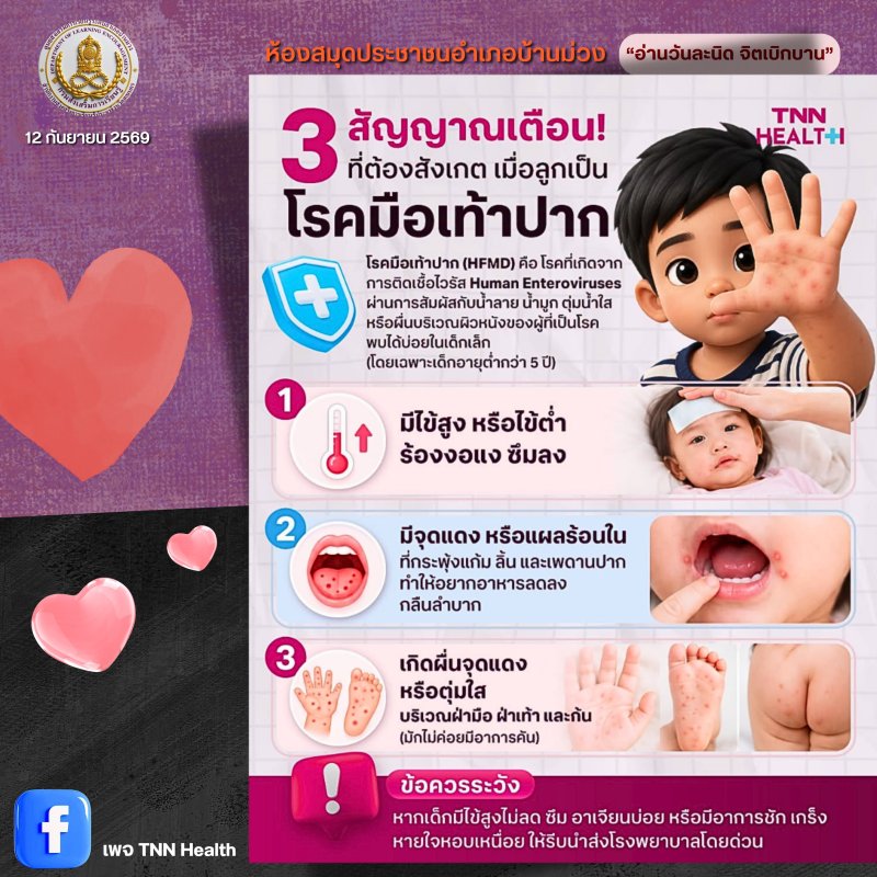 3 สัญญาณเตือนที่ต้องสังเกต เมื่อลูกเป็นโรคมือเท้าปาก