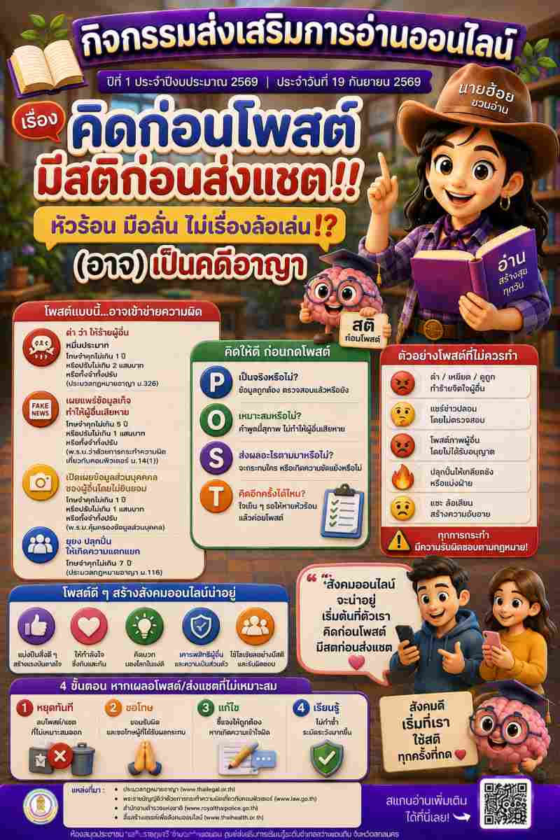 คิดก่อนโพสต์มีสติก่อนส่งแชต!