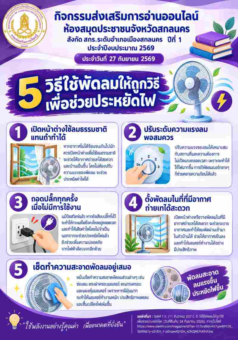 5วิธีใช่พัดลมเพื่อช่วยประหยัดไฟ