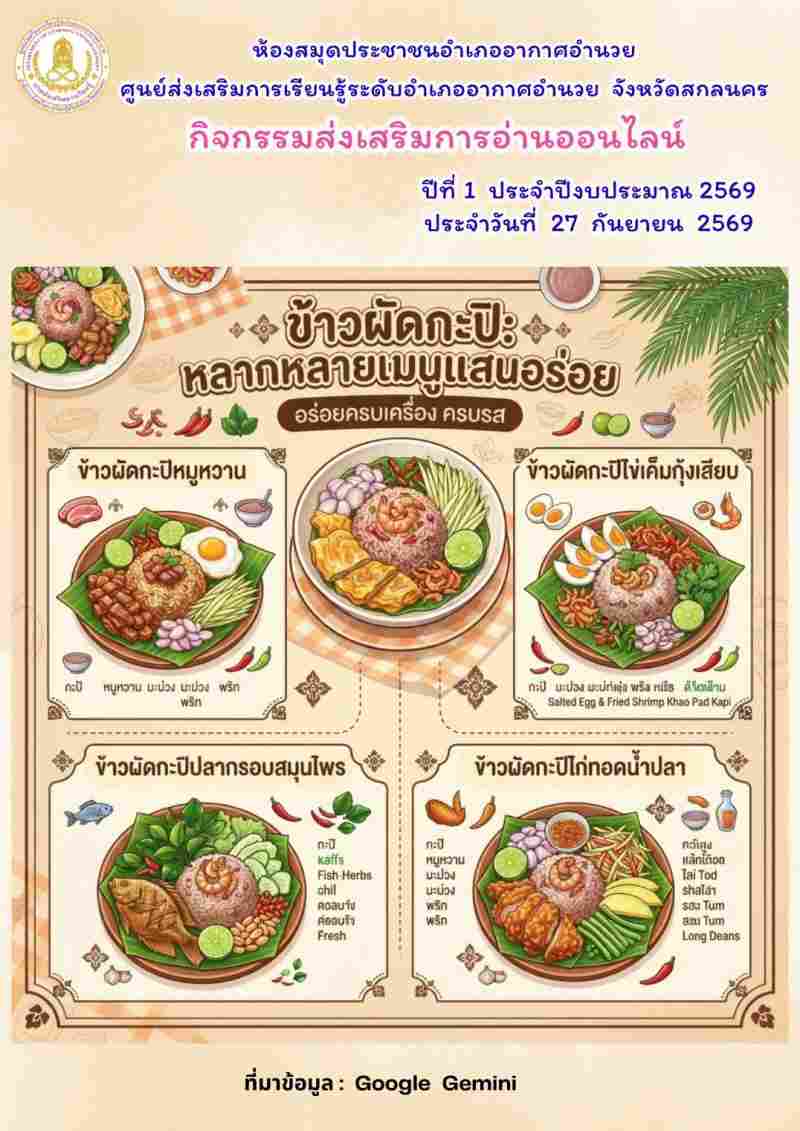 ข้าวผัดกะปิ:หลากหลายเมนูแสนอร่อย