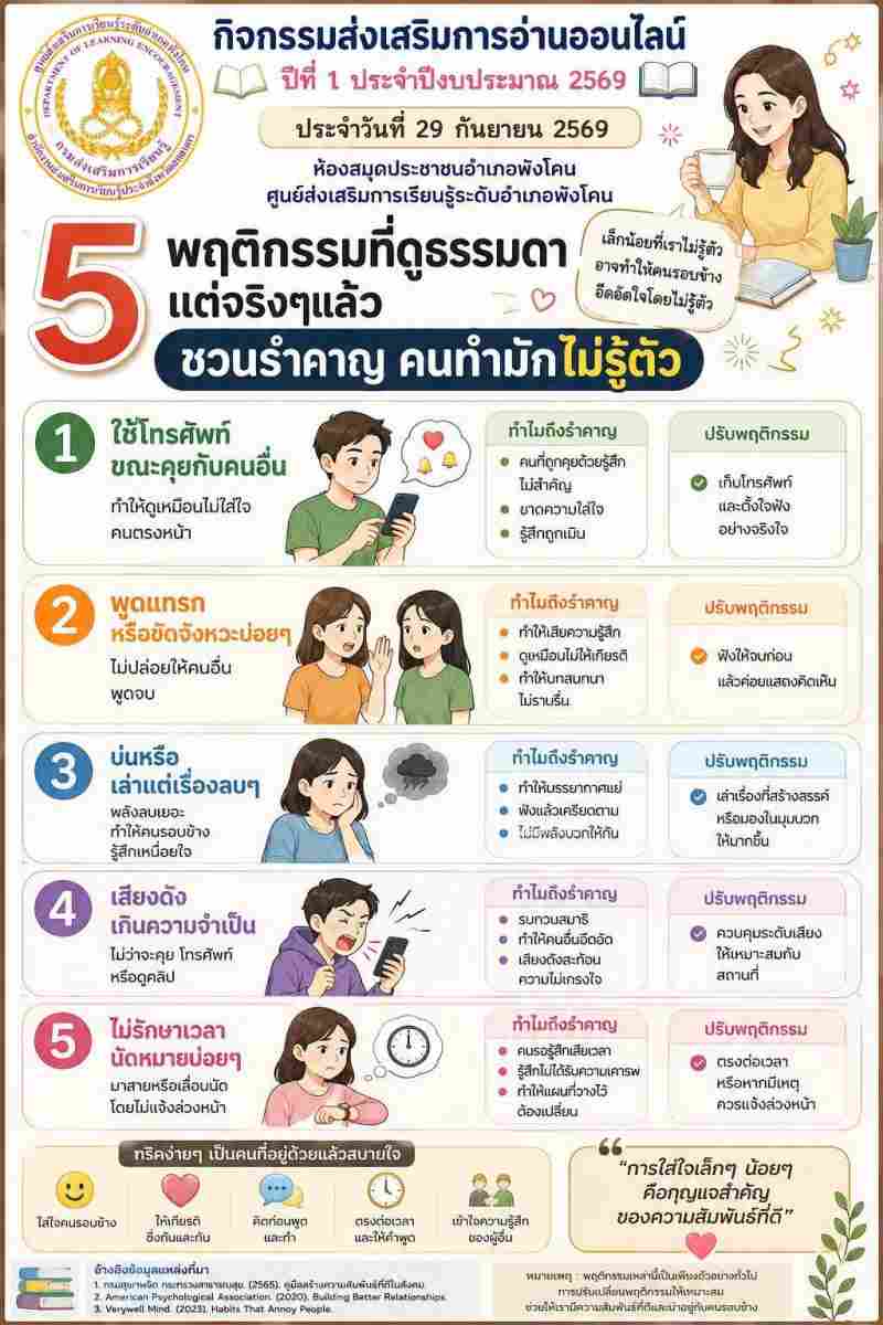 5 พฤติกรรม​ที่ดูธรรมดา​ แต่จริงๆ​แล้ว​ชวนรำคาญ​ คนทำมักไม่​รู้ตัว