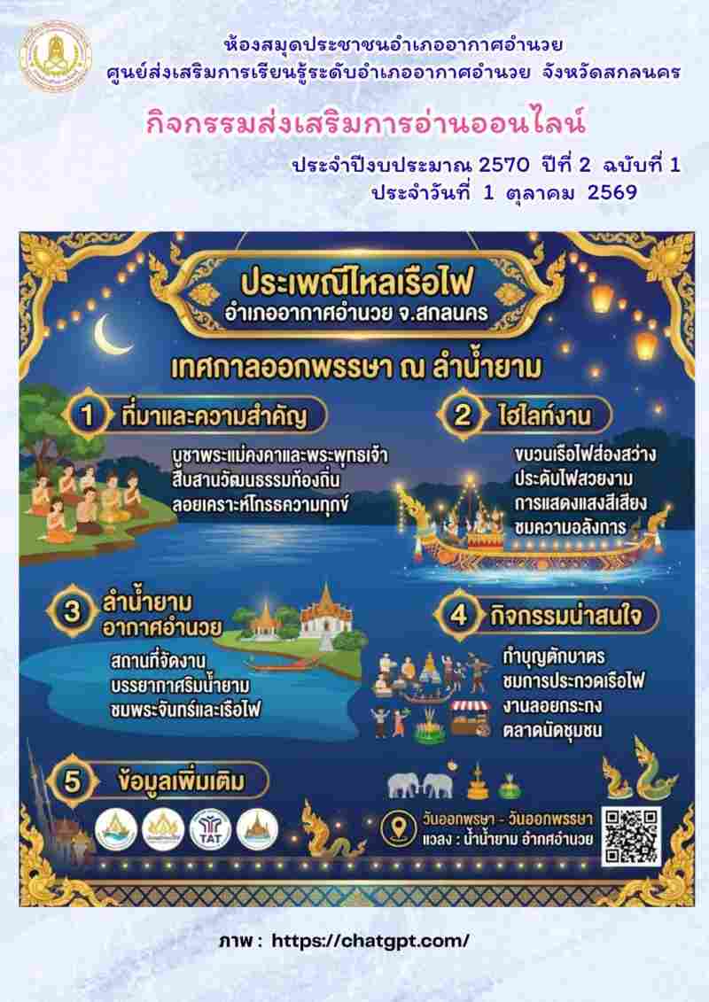 ประเพณีไหลเรือไฟ อำเภออากาศอำนวย จังหวัดสกลนคร เทศกาลออกพรรษา ณ ลำน้ำยาม
