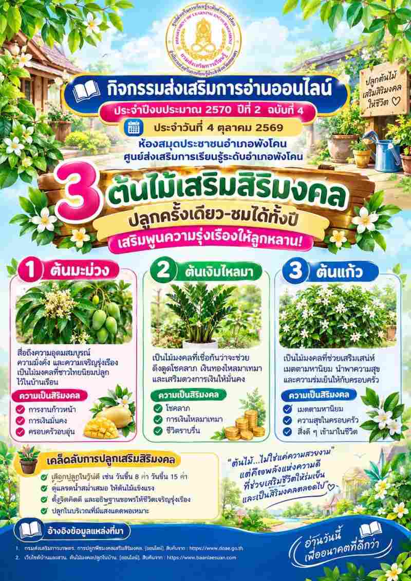  3 ต้นไม้เสริมสิริมงคล  ปลูกครั้งเดียว-ชมได้ทั้งปี  เสริมพูนความรุ่งเรืองให้ลูกหลาน!"