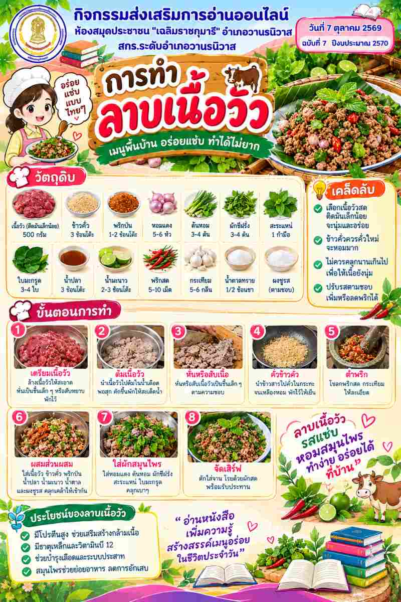 การทำลาบเนื้อวัว