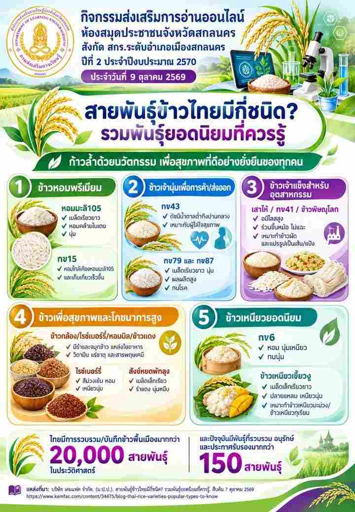 สายพันธ์ข้าวไทยมีกี่ชนิดรวมพันธ์ยอดนิยมที่ควรรู้