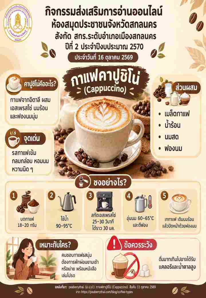 กาแฟคาปูชิโน่ (Cappuccino) 