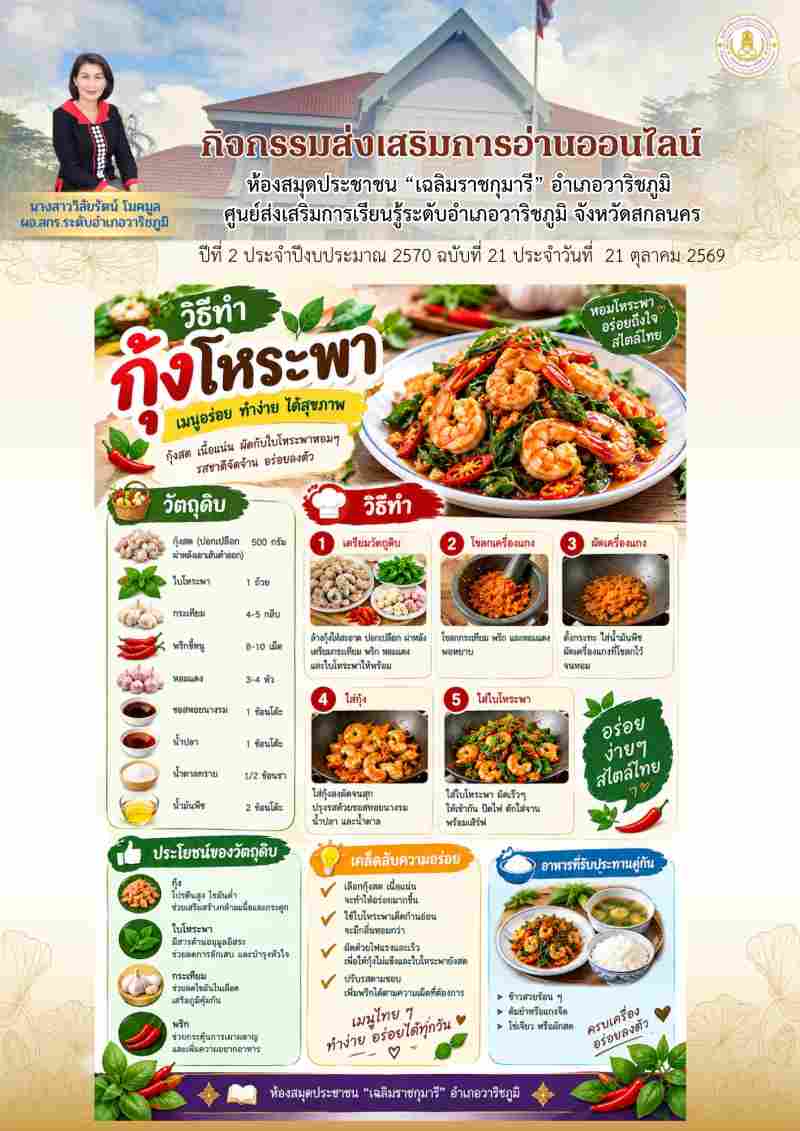วิธีทำกุ้งโหระพา